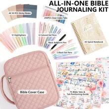Bible Cover Case For Women Large Bible Bag, Bible Study Supplies Journaling Kit Quilted Church Bag With Handle, Puffer Carrying Case W/Tabs Accessories Easter Mothers Day Christian Gifts For Women Mom - 粉色 - 查看 2