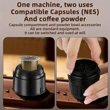 Machine à café sans fil portable, convient pour le bureau, la maison et les voyages, peut faire des boissons chaudes et froides, facile à utiliser, contrôle par bouton, compatible avec la poudre de café et les capsules, machine à café à capsules - Multicolore - Voir 6