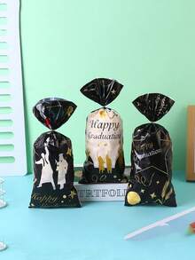 50pcs Graduation Party Gift Bags - Flat Candy Bags With Printed Graduation Patterns And Drawstring Closure; Ideal For Gift Packaging And Candy Packaging, Suitable For Graduation Parties And Themed Events. - One Size Fits All - View 8