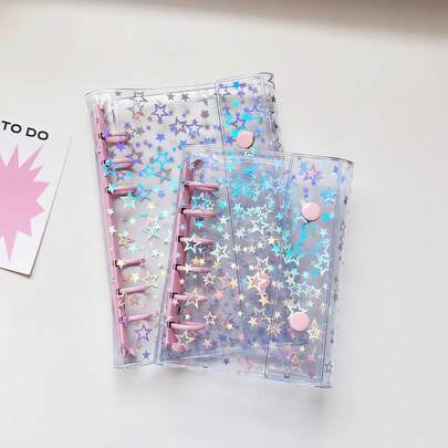 1 cuốn sổ tay dán sticker trong suốt khổ A6/A7/A8, sổ tay sticker, sổ tay bìa rời, hộp đựng sticker, hộp bút chì, bìa sổ tay sticker, giấy thay thế bên trong, sổ tay sticker, sổ tay bìa rời.