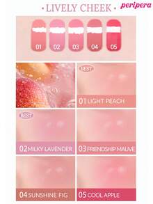 Peripera Rubor líquido SYRUPY TOK CHEEK de K-Beauty, textura cremosa de rubor, crea un efecto de maquillaje natural y luminoso, textura suave, look de maquillaje natural, apto para uso diario y maquillaje coreano - #03 Malva de la Amistad - Ver 8