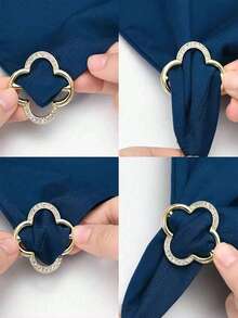 1/3件套女士金属衬衫领夹、围巾夹和皮带扣时尚配饰套装，时尚胸针 - 彩色 - 查看 5