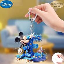 2D平面印刷，米奇蓝色亚克力钥匙扣，26个英文字母A-Z，可爱卡通包包挂饰，情侣朋友专属字母饰品，适合作为圣诞节、感恩节、母亲节和父亲节礼物，也可用于装饰车辆、包包、汽车和圣诞树，趣味钥匙扣设计 | 耐用亚克力2D平面家居装饰包包挂件 - 彩色 - 查看 13