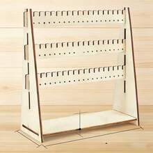 1个便携式木制展示架，多功能木制珠宝耳环收纳架，创意设计 - 彩色 - 查看 2
