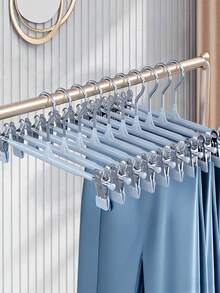 10 Adjustable Clothes Hangers With Clips, Non-Slip Space-Saving Metal Hangers For Pants, Skirts, And All Garments - Keeps Clothes Tidy And Organized - Multicolor - View 10