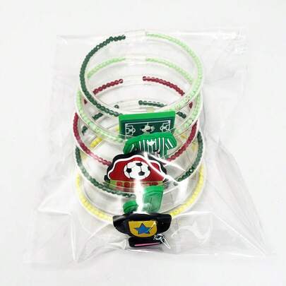 5件套创意足球游戏串珠DIY手链，世界杯足球赛周边礼品，欧美风格配饰