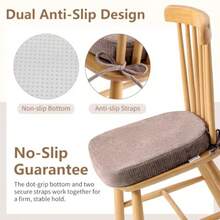 Cojines de silla en forma de D para sillas de comedor almohadillas para orejas de silla de 2.5 pulgadas de grosor con funda lavable y cómoda cojines antideslizantes para sillas de cocina con - Marrn - Ver 4