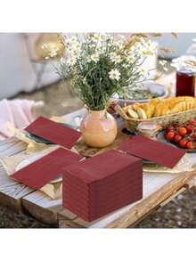 20pcs/Set, 40pcs/Set, 60pcs/Set Burgundy Oblong Thickened Soft Party Napkins, 2-Ply Soft Paper Towels, Unfolded Size 40cm*33cm, Suitable For: Wedding, Tea Party, Birthday Party Decoration Napkins, Party Decorations, Party Supplies, Holiday Decorations, Holiday Supplies - How Many - View 6