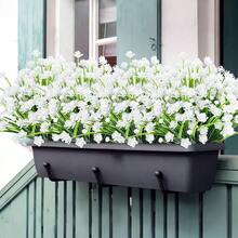 1/2/3/4/5/6/7/8/9/10pcs Outdoor UV-Resistant Fade-Proof Artificial Plastic Fake Flowers Decor, Balcony Window Box Garden Decoration - White - View 2