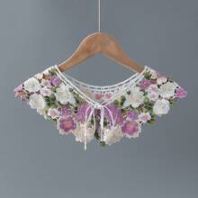 1pc Colorful Floral Detachable Collar, Tie-Up Neck Scarf, Countryside Style For Spring/Summer - Multicolor - View 13