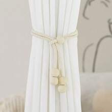1pc/2pcs Bohemian Style Window Curtain Tie Back Rope, Wood Bead And Tassel Curtain Tie, Home Decor For Living Room, Bedroom, Kitchen - Small Wooden Beads - View 5