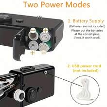 Portable Electric Handheld Sewing Machine, Suitable For DIY Sewing, Fabrics, Garments, Travel, Home Use, Easy To Use, Ideal For Beginners, Compact Size 8.2"X2.7"X1.2", (Note: Only For Lightweight Fabrics/Accessories ) - Black - View 3