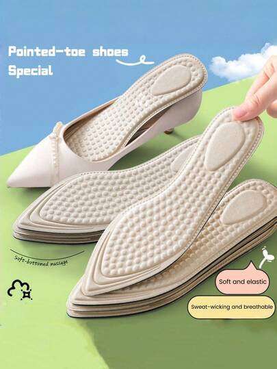 1 Pair Women's 5D Pointed Toe Sports Insoles, Soft & Comfortable, Trimmable, Suitable For Summer High Heels, Sandals, Elegant Women Shoes & Boots Accessories