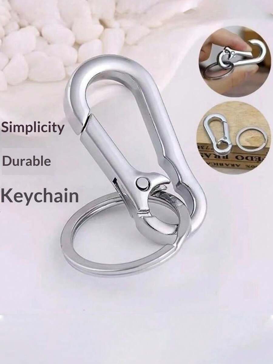 1 pieza Clip de cinturón universal para hombres y mujeres, llavero de metal con doble anillo creativo para llaves de coche, llavero simple - Multicolor - Ver 1