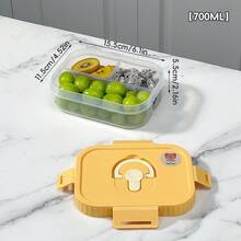 2/3 Compartment Portable Square Plastic Lunch Box With Handle, Microwave Heatable, Sealed Leak-Proof Fruit Salad Food Container, Reusable Large Capacity Divided Bento Box, Suitable For Student And Adult Use In School, Office, Outdoor Camping, Picnic, Travel,Back To School - Multicolor - View 26