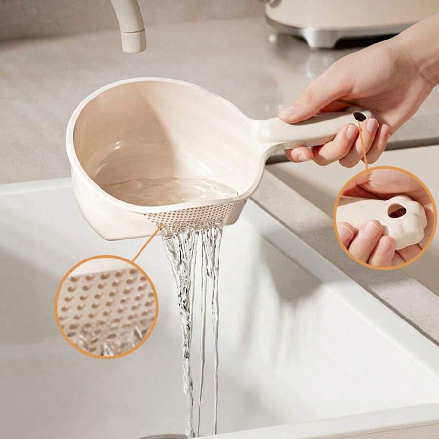 1 cái - Dụng cụ vo gạo - Thoát nước nhanh, rổ vo gạo có tay cầm, chất liệu PET, rây vo gạo, tô vo gạo, lưới mịn giúp gạo không bị rơi ra ngoài, rổ để ráo nước rửa rau củ quả trong nhà bếp, dụng cụ lọc gia dụng.