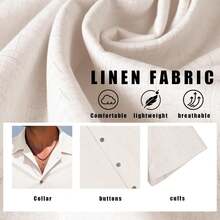 Linen Blend Shirts For Men Casual Short Sleeve Button Down Shirt Cool Summer Beach Wedding Vacation Tops - trắng - Xem 5