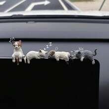 Mini Cute Cat Car Ornament - Creative Lying Cat Figurine For Car Display, Cute Interior Decoration Accessories For All Vehicles - 慵懶貓咪4隻裝[贈無痕膠] - 查看 3