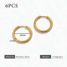 6pcs 304 Stainless Steel 18K Gold-Plated Multi-Size Round Ear Cuff Earrings DIY Charm Jewelry Earring Making Accessories Women's Stainless Steel Jewellery Earring Components - Earrings - View 34