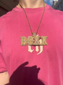 Mặt dây chuyền hình đầu lâu vương miện được thiết kế riêng, có thể khắc chữ, tên, số, đính đá Cubic Zirconia 5A, chất liệu đồng thau, trang sức phong cách Hip-Hop dành cho nam và nữ. - A - Xem 6