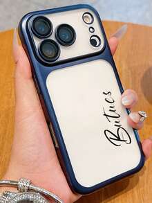[Customized] Personalized Customized DIY Name Phone Case Suitable For IPhone 17 Pro Max, 17 Pro, 17 Air, 17, 16 Pro Max, 16 Pro, And 16, 15, 14, 13, 12 With Camera Protection Back Cover - Blue - View 5