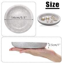 Tray Natural TraVe..Rtine Trinket Dish Entry Table Nightstand Organizer Bowl Decorative Round Ring Holder For Necklace Earrings Candles Key Plate Home Decor - Gray - 查看 4