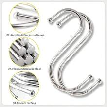 1 Stück Edelstahl S-förmiger Haken, Mehrzweck Metallaufhänger, geeignet für Küchenutensilien, Blumentöpfe, Werkstatt, Geschirr, Kleidungsstücke, Badezimmer, Handtücher, Gartenpflanzen und Gartenzubehör - Verschiedenfarbig - Übersicht 3