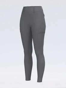 ROYALS MATTINI Women's Full Seat Silicone Grip Riding Pants With Pockets, Black Equestrian Breeches, Quick-Dry Horse Riding Tights Spring - Grey - View 7