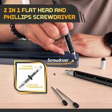 1pc 9-In-1 Multifunctional Tool Pen, Suitable As A Gift For Men And Women, Includes Stylus, Ruler, Level, Bottle Opener, Screwdriver, Ballpoint Pen, Architect Pen, Great For Parties, Holidays, Gifts For Him, Boyfriend, Grandpa - Screwdriver Pen - View 7