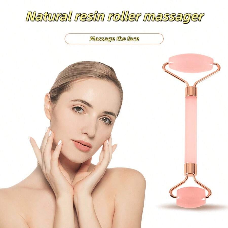 2 piezas Juego de herramientas de masaje facial, que incluye rodillo masajeador y tabla Gua Sha, adecuado para el Body y la espalda (la textura de cada artículo puede variar ligeramente)