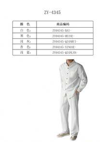 2pcs/Set Men's Loose Thin Black Long Sleeve Mandarin Collar Shirt + Pants Suit, Summer Vacation Casual Style, Lightweight Outfit Ideal For Husband/Boyfriend To Beat The Heat - Black - View 11