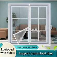 White Self-Adhesive Zipper Screen Window, Mosquito Proof, Can Be Reused Repeatedly - White Zippered Window Screen - View 2