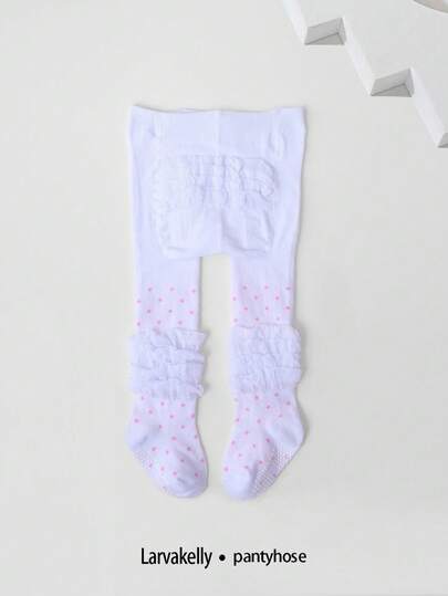 1件女童可爱芭蕾舞无缝连裤袜，纯棉材质，四季皆宜，鞋底防滑点设计，适合室内幼儿活动，也适合新生儿摄影、派对和节日穿着。