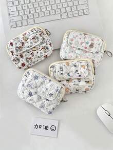 Ví nữ một mảnh có nắp gập chần bông, túi đựng đồ lặt vặt, túi đựng mỹ phẩm mini hình vuông dễ thương, ví đựng thẻ ID đa chức năng, ví đựng thẻ tín dụng, ví đựng tiền xu, túi đựng son môi và băng vệ sinh cho nữ, túi đựng mỹ phẩm có khóa kéo, ví đựng tiền xu, thích hợp để đựng các vật dụng nhỏ, đơn giản và dễ mang theo, chống rơi vỡ và chống trầy xước, đa năng cho các hoạt động ngoài trời, kỳ nghỉ và du lịch. - Nhiều màu - Xem 4