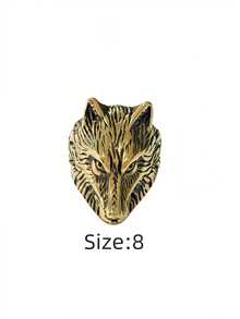 1 Peça Anel Masculino Vintage Punk Rock Cabeça de Lobo, Material em Aço Inoxidável 316, Revestimento a Vácuo Eletrolítico de Ouro 18K, Adequado para Uso Casual Diário, Viagem, Festa com Tema, Uso em Arte de Rua - Anel masculino com cabeça de lobo - Visão 13