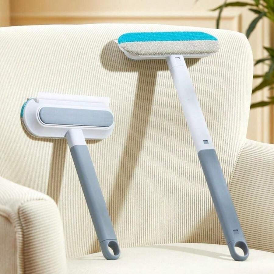 Multi-Surface Long Handle Lint Brush, 4-In-1 Reusable Pet Hair Remover, Wet Dry Dual Use Cleaner For Window Screens Furniture Couch And Carpet - Window Screen Cleaning Brush - 查看 1