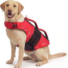 1 pieza Chaleco salvavidas ajustable de alta flotabilidad para perros con tiras reflectantes, dispositivo de flotación durable para mascotas para nadar y navegar, ligero para perros pequeños/medianos/grandes - Rojo - Ver 11