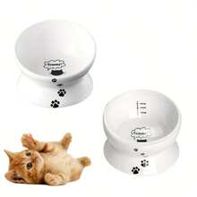 2pcs Elevated Cat Bowl Set With Double Stands | Premium Ceramic Food & Water Bowls | Neck Protection For Cats & Small Dogs, Non-Spill & Easy To Clean - 300ml - View 13
