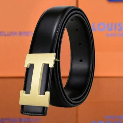 Men's Belt, High-End Classic Leather Belt With Letter H Buckle, Versatile And Fashionable