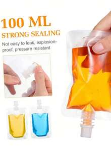 10个可重复使用的塑料饮料袋，杯状设计，适合户外探险和旅行，也可用于外卖食品储存 - 彩色 - 查看 3