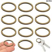 30/50/80个装扁平钥匙圈，金属圆形扁平双层开口环，适用于家居收纳、狗牌、钥匙链、各种悬挂配件和DIY手工制作 - 平圈 - 查看 16