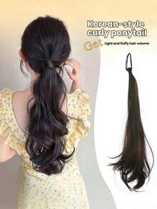 18-Inch High Ponytail Wig With Elastic Band, Real Hair Quality, Curly Ponytail Wig, Natural Fluffy, Easy To Style, Suitable For Daily Wear Hair Rubber Bands Scrunchies Hair Rope Elastic Hair Tie Beauty Home Hair Accessories - Multicolor - View 6