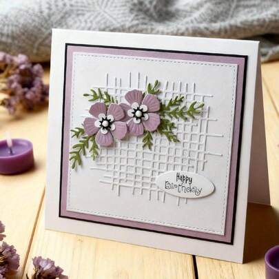 1pc Creative Grid & Flower Metal Cutting Dies, Suitable For Scrapbooking, Embossing Templates, And Handmade Greeting/Gift Cards