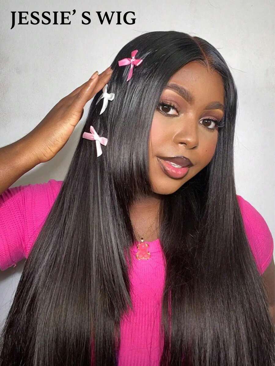 jessie's wig 预剪裁 4x4 蕾丝波浪层次剪裁无胶假发，带刘海，真人发，即戴即走，180% 密度，100% 真人发 - SNatural - 查看 1