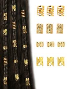 40pcs/Set Mixed Shapes Dreadlock Hair Ties, Suitable For Braiding Hairstyles, Adjustable Hair Bands For All Seasons - Mixed Elements - View 10