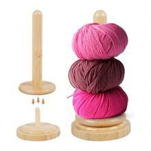 1 Bộ Giá đỡ sợi bằng tre xoay được, Giá đựng cuộn sợi, Giá cuộn sợi trơn tru, Phụ kiện đan móc - Một kích thước phù hợp với tất cả - Xem 3