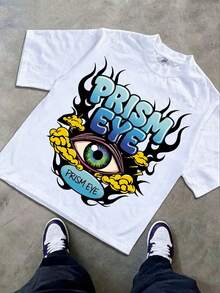 Boys & Teens' Casual Graphic Print Round Neck Short Sleeve T-Shirt, Summer Top - 白色1 - 查看 2