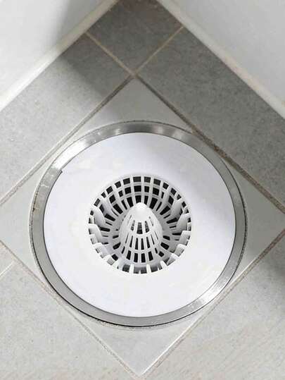 1个白色毛发收集器，浴室淋浴排水过滤器，浴缸硅胶防堵塞排水盖，适用于浴室和厨房水槽，易于安装，耐用硅胶材质，有效收集毛发防止堵塞，家居浴室装饰，秋季装饰，返校装饰
