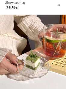 Asymmetrical Glacier Glass Fruit Plate, Cake Dessert Plate, Snack Plate, Small Dish For Desserts And Appetizers, Ins Style - Pink - View 2