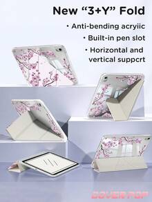 樱花图案平板电脑保护套，适用于 iPad Air 11 英寸 M3 2025/M2 2024、iPad Air 第五代 2022、(A16) 11 英寸第十一代 2025、Galaxy Tab、Kindle Paperwhite 第十二代 2024。透明背板搭配时尚图案，支持自动休眠/唤醒功能，内置气垫保护，适合作为礼物或办公用品。 - 彩色 - 查看 5